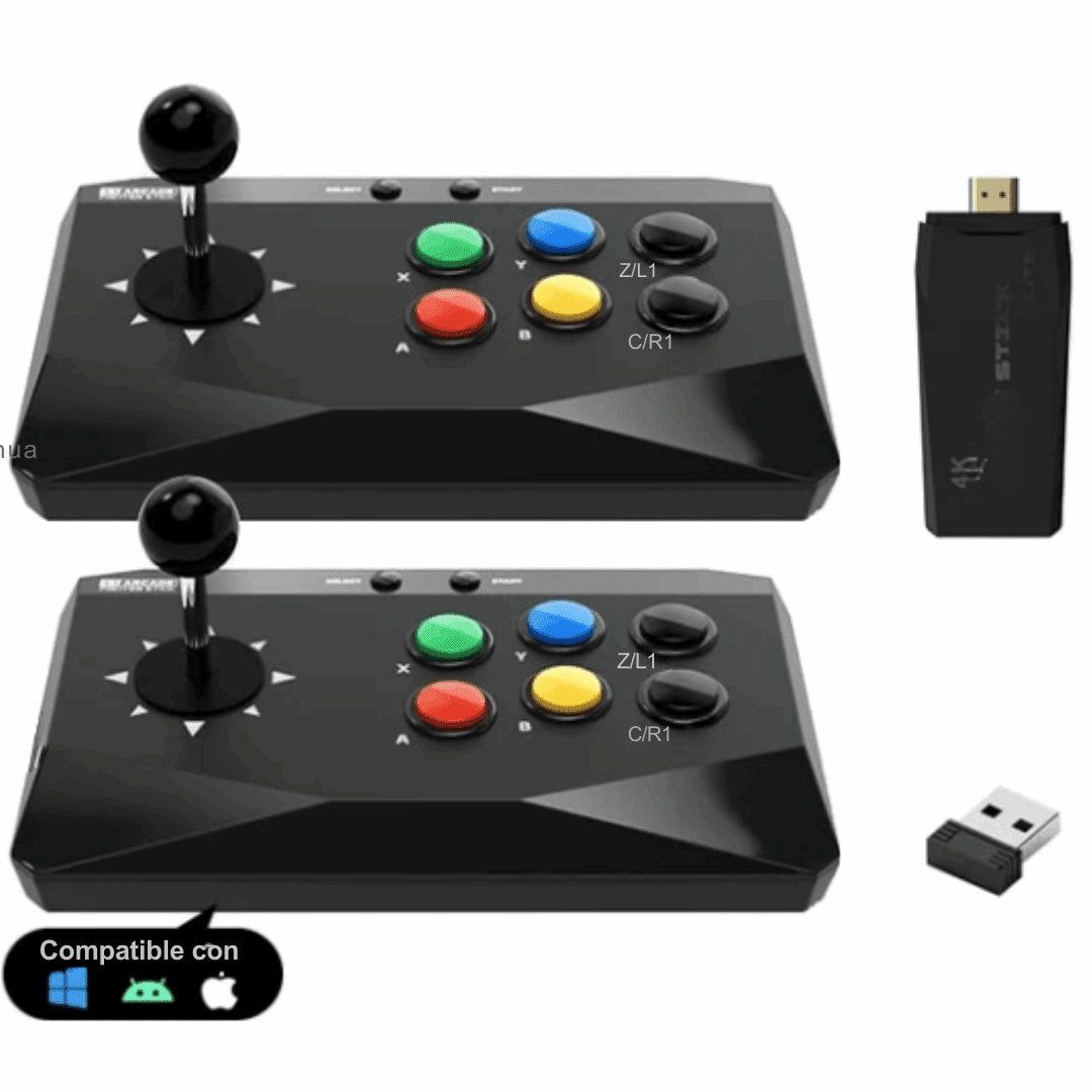 Game Stick 4k Lite + 2 Arcade Fighting Stick Inalambricos